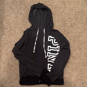 PINK Victoria's Secret Charcoal Zip-Up Sweater